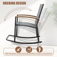 Shintenchi 3 Piece Outdoor Rocking Bistro Set Textilene Fabric Small Patio Furniture Set Front Porch Rocker Chairs Conversatio