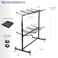 Life Finds Folding Table And Chair Cart With Cover, Storage Rack And Trolley With Swiveling Casters, Black, Lf-Ftcc01