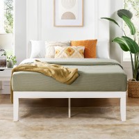 Mellow Naturalista Classic 16 Inch Solid Wood Platform Bed With Wooden Slats White Queen