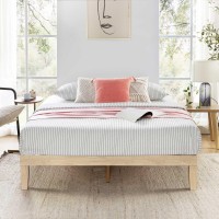 Mellow Naturalista Classic 12 Inch Solid Wood Platform Bed With Wooden Slats Queen White Wash