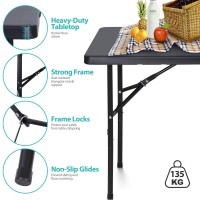 Super Deal Portable 4 Foot Plastic Folding Table Indoor Outdoor Heavy Duty Foldinhalf Picnic Party Camping Barbecues Table Wi