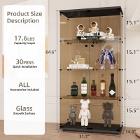 Beauty4U Glass Display Cabinet With 4 Shelves 2 Doors Curio Cabinets For Living Room Bedroom Office 5Mm Brown Tempered Glass