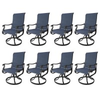 Amopatio Patio Swivel Chairs Set Of 8 Outdoor Swivel Rocker Dining Chairs With All Weather Textilene High Back Metal Frame F