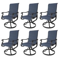 Amopatio Patio Swivel Chairs Set Of 6 Outdoor Swivel Rocker Dining Chairs With All Weather Textilene High Back Metal Frame F