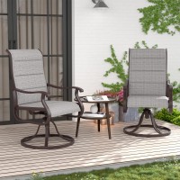 Amopatio Padded Patio Swivel Chairs Set Of 2 Outdoor Dining Chairs With Ultra Soft Textilene High Back Seat Metal Rocker Fram