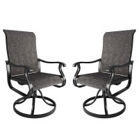 Amopatio Patio Swivel Chairs Set Of 2 Outdoor Swivel Rocker Dining Chairs With All Weather Textilene High Back Metal Frame F