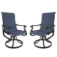 Amopatio Patio Swivel Chairs Set Of 2 Outdoor Swivel Rocker Dining Chairs With All Weather Textilene High Back Metal Frame F