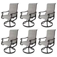 Amopatio Patio Swivel Chairs Set Of 6 Outdoor Swivel Rocker Dining Chairs With All Weather Textilene High Back Metal Frame F