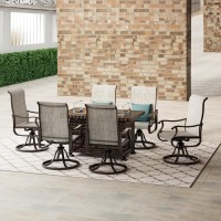 Amopatio Patio Swivel Chairs Set Of 6 Outdoor Swivel Rocker Dining Chairs With All Weather Textilene High Back Metal Frame F