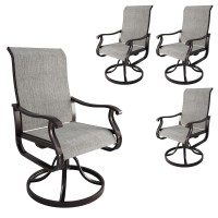 Amopatio Patio Swivel Chairs Set Of 4 Outdoor Swivel Rocker Dining Chairs With All Weather Textilene High Back Metal Frame F