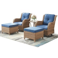 Rilyson Patio Furniture Swivel Chairs Set 5 Piece Rattan Wicker Outdoor Sectional Conversation Sets With 2 Swivel Rocking Chai