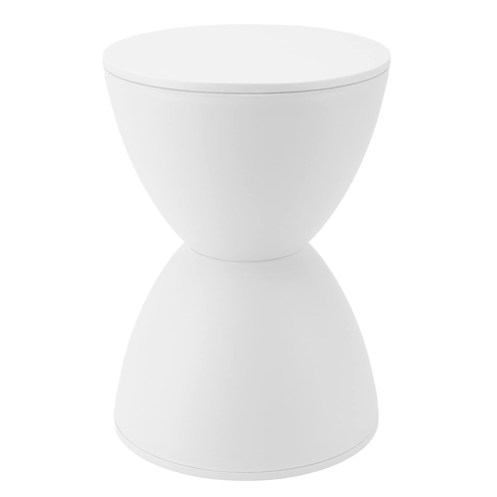 Hourglass Shaped Stool Modern Hourglass Accent Stool In White Plastic Modern Simple Household Round Stool Garden Stool Side Table Plant Table For Bathroom Fitting Room(White)