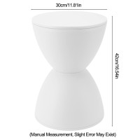 Hourglass Shaped Stool Modern Hourglass Accent Stool In White Plastic Modern Simple Household Round Stool Garden Stool Side Table Plant Table For Bathroom Fitting Room(White)