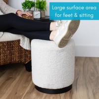 BIRDROCK HOME Round Boucle Ottoman Foot Stool | Soft Compact Padded Vanity Stool | Great for The Living Room, Bedroom and Kids Room | Small Furniture