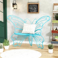 Dibraty 50 Inches Outdoor Bench Garden Bench With Sturdy Iron Metal Frame Pretty Butterfly Bench Front Porch Bench For Porch L