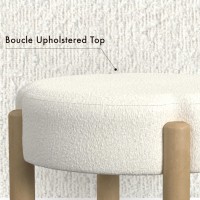 HomePop Luna Modern Round Ottoman Home D?cor|Ottoman for Living Room & Bedroom - Cream Boucle