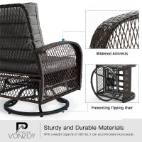 Vonzoy 3 Pieces Patio Furniture Set Outdoor Swivel Glider Rocker Wicker Patio Bistro Set With Rocking Chair Thickened Cushion