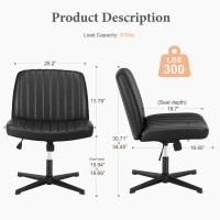 Sweetcrispy Criss Cross Chair Legged Armless Office Desk Chair No Wheels Swivel Vanity Chair Height Adjustable Wide Seat Comp