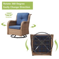 Rilyson Patio Furniture Swivel Chairs Set 7 Pc Wicker Rattan Outdoor Sectional Conversation Sets With 2 Rocking Chairs 2 Ottom