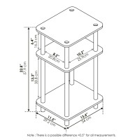 Furinno Just 3Tier Turnntube Nightstand 2Pack Whitewhite