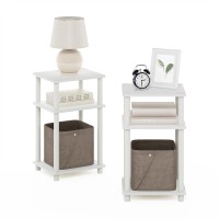 Furinno Just 3Tier Turnntube Nightstand 2Pack Whitewhite