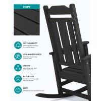 Serwall Outdoor Rocking Chair Black Set Of 6 All Weather Patio Rocking Chair Hdpe Poly Rocking Chair For Adults Heavy Duty Fr