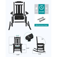 Serwall Outdoor Rocking Chair Black Set Of 6 All Weather Patio Rocking Chair Hdpe Poly Rocking Chair For Adults Heavy Duty Fr