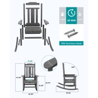 Serwall Outdoor Rocking Chair Gray Set Of 8 All Weather Patio Rocking Chair Hdpe Poly Rocking Chair For Adults Heavy Duty Fro