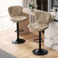 Nalupatio Modern Bar Stool Set Of 2 Adjustable Faux Leather Upholstered Swivel Counter Stools Counter Barstools With Back For