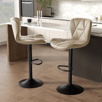 Nalupatio Modern Bar Stool Set Of 2 Adjustable Faux Leather Upholstered Swivel Counter Stools Counter Barstools With Back For