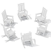 Serwall Outdoor Rocking Chair White Set Of 6 All Weather Patio Rocking Chair Hdpe Poly Rocking Chair For Adults Heavy Duty Fr