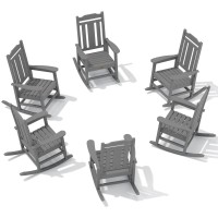 Serwall Outdoor Rocking Chair Gray Set Of 6 All Weather Patio Rocking Chair Hdpe Poly Rocking Chair For Adults Heavy Duty Fro