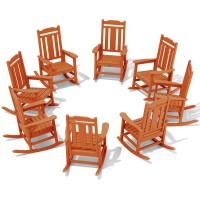 Serwall Outdoor Rocking Chair Orange Set Of 8 All Weather Patio Rocking Chair Hdpe Poly Rocking Chair For Adults Heavy Duty F