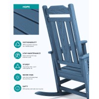 Serwall Outdoor Rocking Chair Blue Set Of 8 All Weather Patio Rocking Chair Hdpe Poly Rocking Chair For Adults Heavy Duty Fro