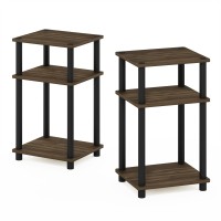 Furinno Just 3Tier Turnntube Nightstand 2Pack Columbia Walnutblack