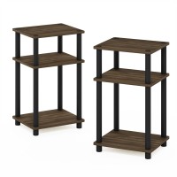 Furinno Just 3Tier Turnntube Nightstand 2Pack Columbia Walnutblack