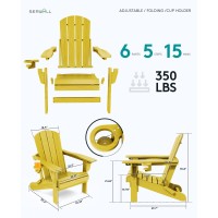 Serwall Folding Adirondack Chair Set Of 4 Reclining Adirondack Chair With Cup Holder Adjustable Adirondack Chair With 3 Reclin