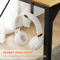 Sweetcrispy Computer Small Office Desk 32 Inch Student Kids Study Writing Work With Headphone Hooks Storage Bag Modern Simple