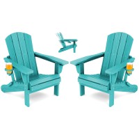 Serwall Folding Adirondack Chair Set Of 2 Reclining Adirondack Chair With Cup Holder Adjustable Adirondack Chair With 3 Reclin