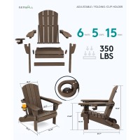 Serwall Folding Adirondack Chair Set Of 4 Reclining Adirondack Chair With Cup Holder Adjustable Adirondack Chair With 3 Reclin