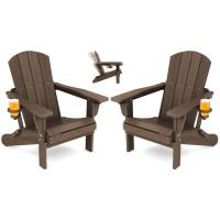 Serwall Folding Adirondack Chair Set Of 2 Reclining Adirondack Chair With Cup Holder Adjustable Adirondack Chair With 3 Reclin