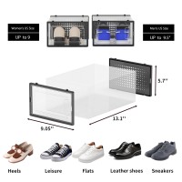 12 Pack Shoe Storage Bins Clear Plastic Stackable Shoe Organizer For Closet Space Saving Foldable Shoe Rack Shoe Box Sneaker