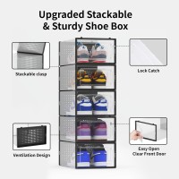 12 Pack Shoe Storage Bins Clear Plastic Stackable Shoe Organizer For Closet Space Saving Foldable Shoe Rack Shoe Box Sneaker