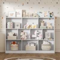 Diyart White Bookshelf Wood Bookcase With 3 Tier Open Shelves 10Cube Minimalist Storage Shelf For Living Room Bedroom 551