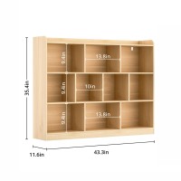 Diyart Oak Bookshelf Wood Bookcase With 3 Tier Open Shelves 10Cube Minimalist Storage Shelf For Living Room Bedroom 433