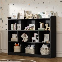 Diyart Black Bookshelf Wood Bookcase With 3 Tier Open Shelves 10Cube Minimalist Storage Shelf For Living Room Bedroom 433