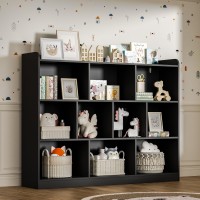 Diyart Black Bookshelf Wood Bookcase With 3 Tier Open Shelves 10Cube Minimalist Storage Shelf For Living Room Bedroom 433