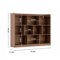 Diyart Brown Bookshelf Wood Bookcase With 3 Tier Open Shelves 10Cube Minimalist Storage Shelf For Living Room Bedroom 433