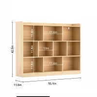 Diyart Oak Bookshelf Wood Bookcase With 3 Tier Open Shelves 10Cube Minimalist Storage Shelf For Living Room Bedroom 551