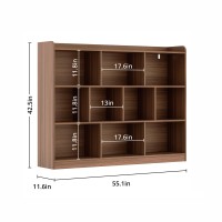 Diyart Brown Bookshelf Wood Bookcase With 3 Tier Open Shelves 10Cube Minimalist Storage Shelf For Living Room Bedroom 551